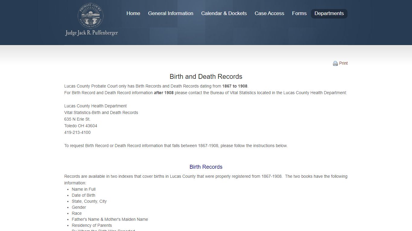 BirthDeathRecords - Lucas County Probate Court